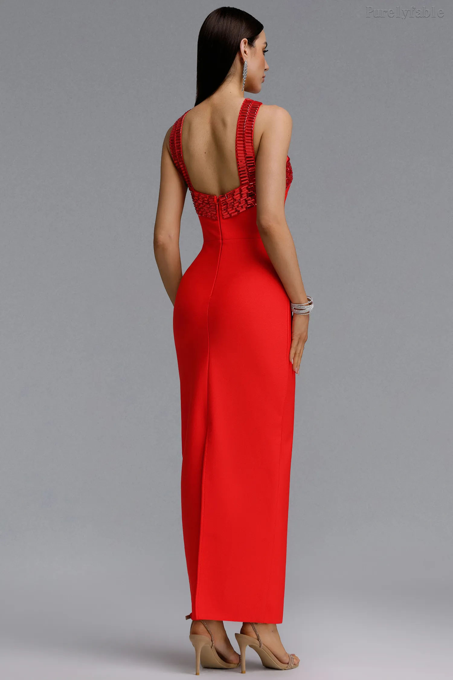 Alexa Red Sleeveless Hhip Bandage Dress