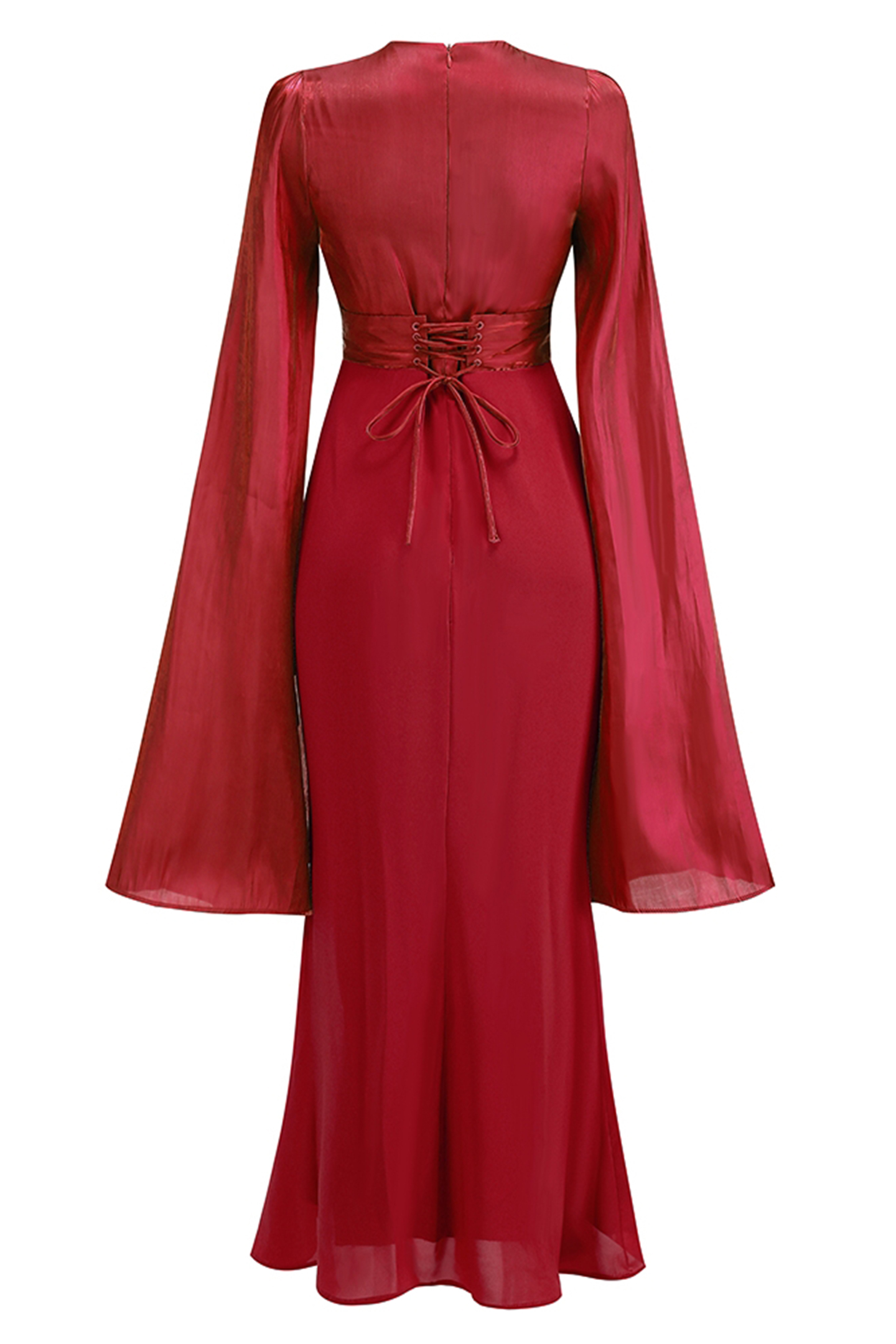 Marcia Long Sleeve Ruched Organza Maxi Dress-purelyfable