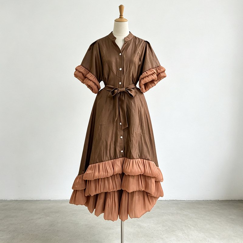 Azalea Brown Color-Block Dress