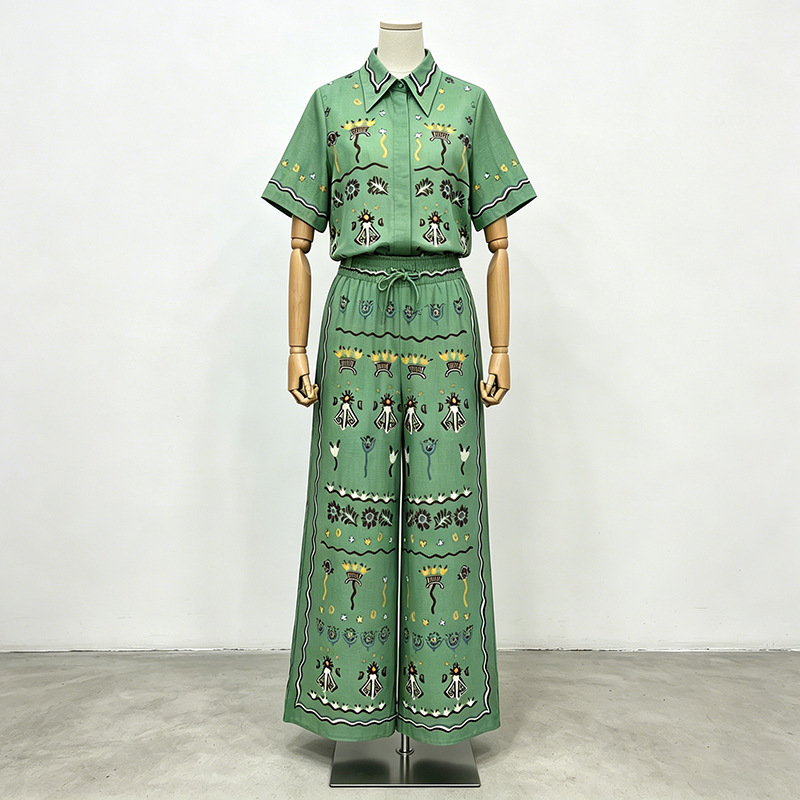 Azalea Green Printed Casual Two-Piece Set