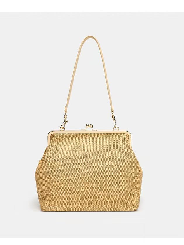 Gold Rhinestone Woven Handbag