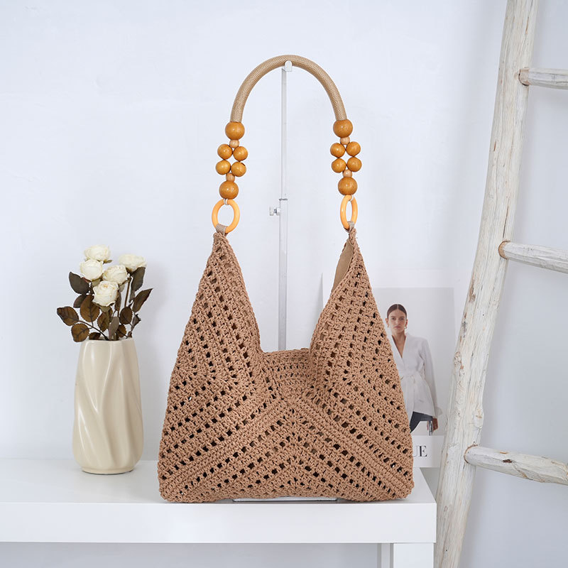 Khaki Woven Shoulder Bag