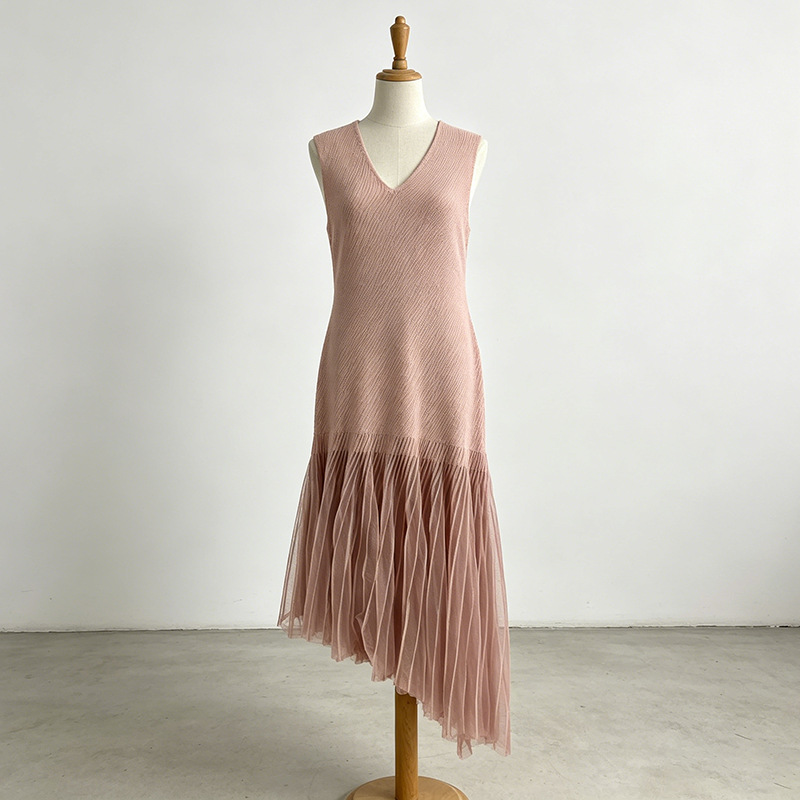 Kati Pink Asymmetrical V-Hem Dress