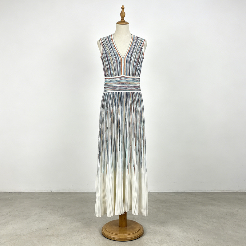 Azalea Ombré Vertical-Stripe Maxi Dress