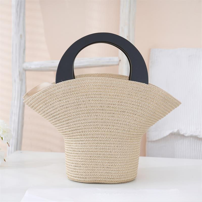 Off-White Wheat Straw Woven Bag