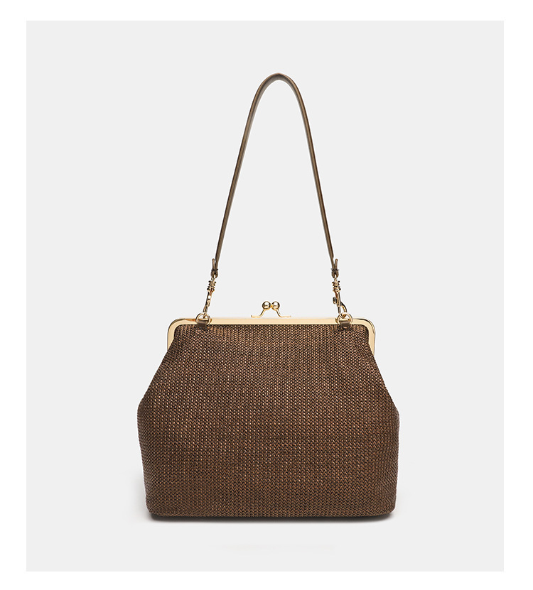 Gold Rhinestone Woven Handbag