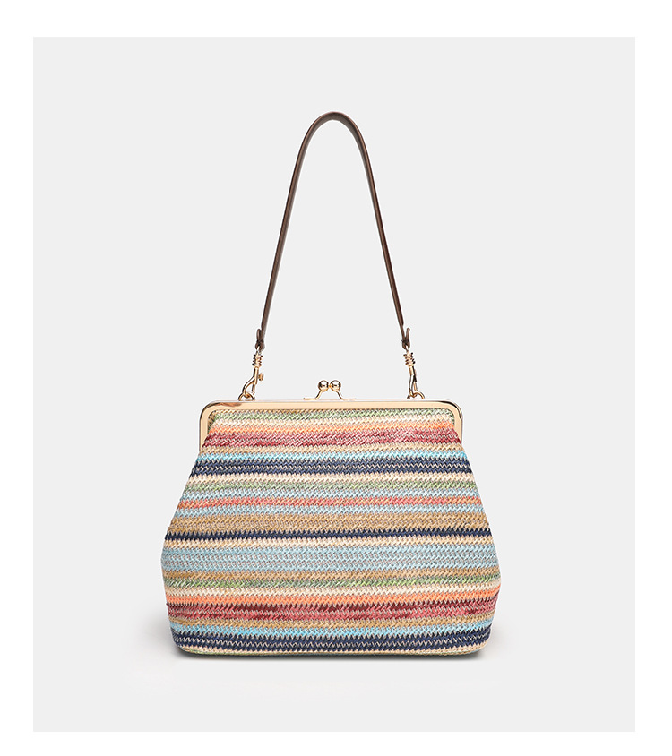 Gold Rhinestone Woven Handbag