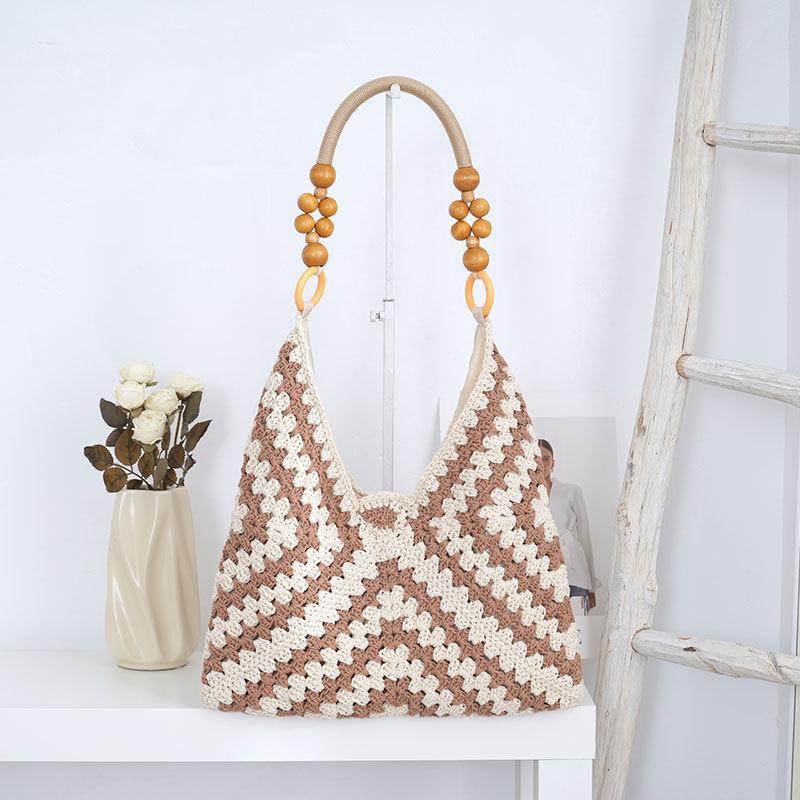 Khaki Woven Shoulder Bag