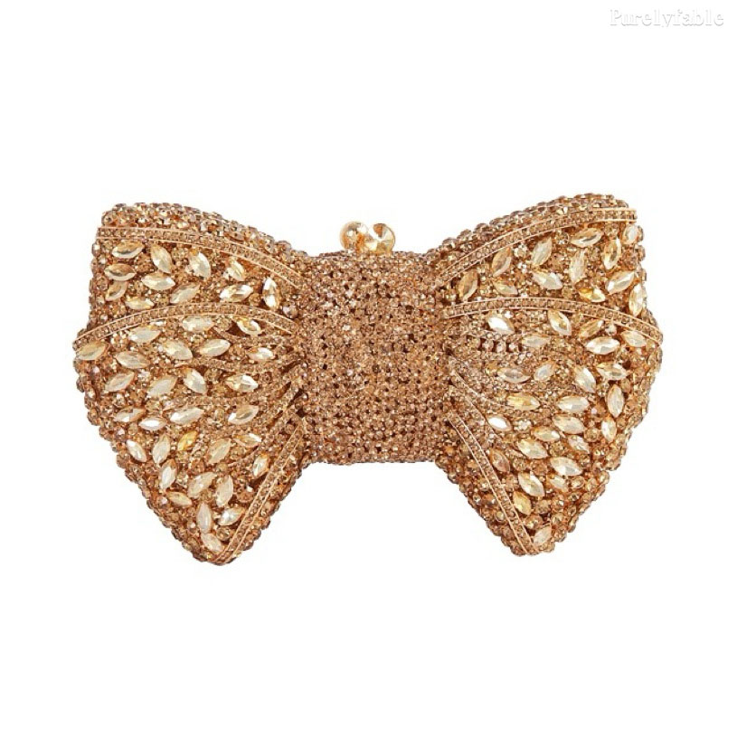 Golden Bottom and Diamond Bow Banquet Bag