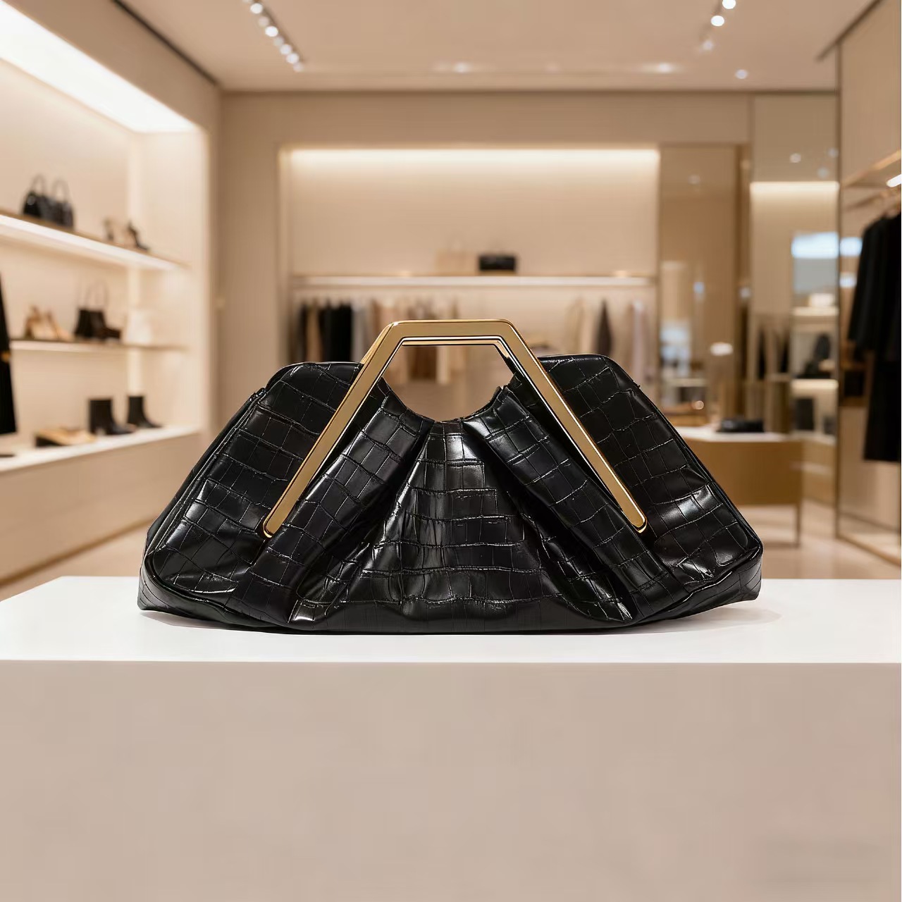 Brown Ruched Cloud Bag