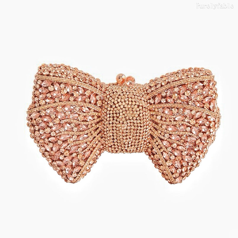 Golden Bottom and Diamond Bow Banquet Bag