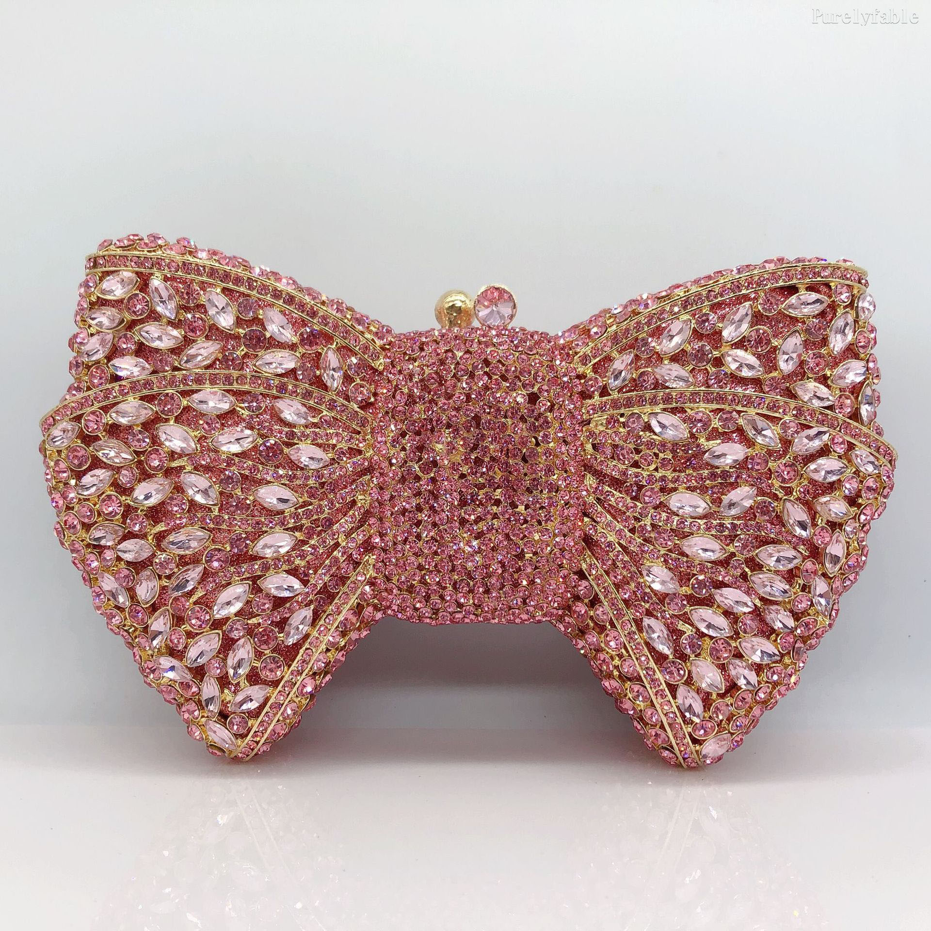 Golden Bottom and Diamond Bow Banquet Bag