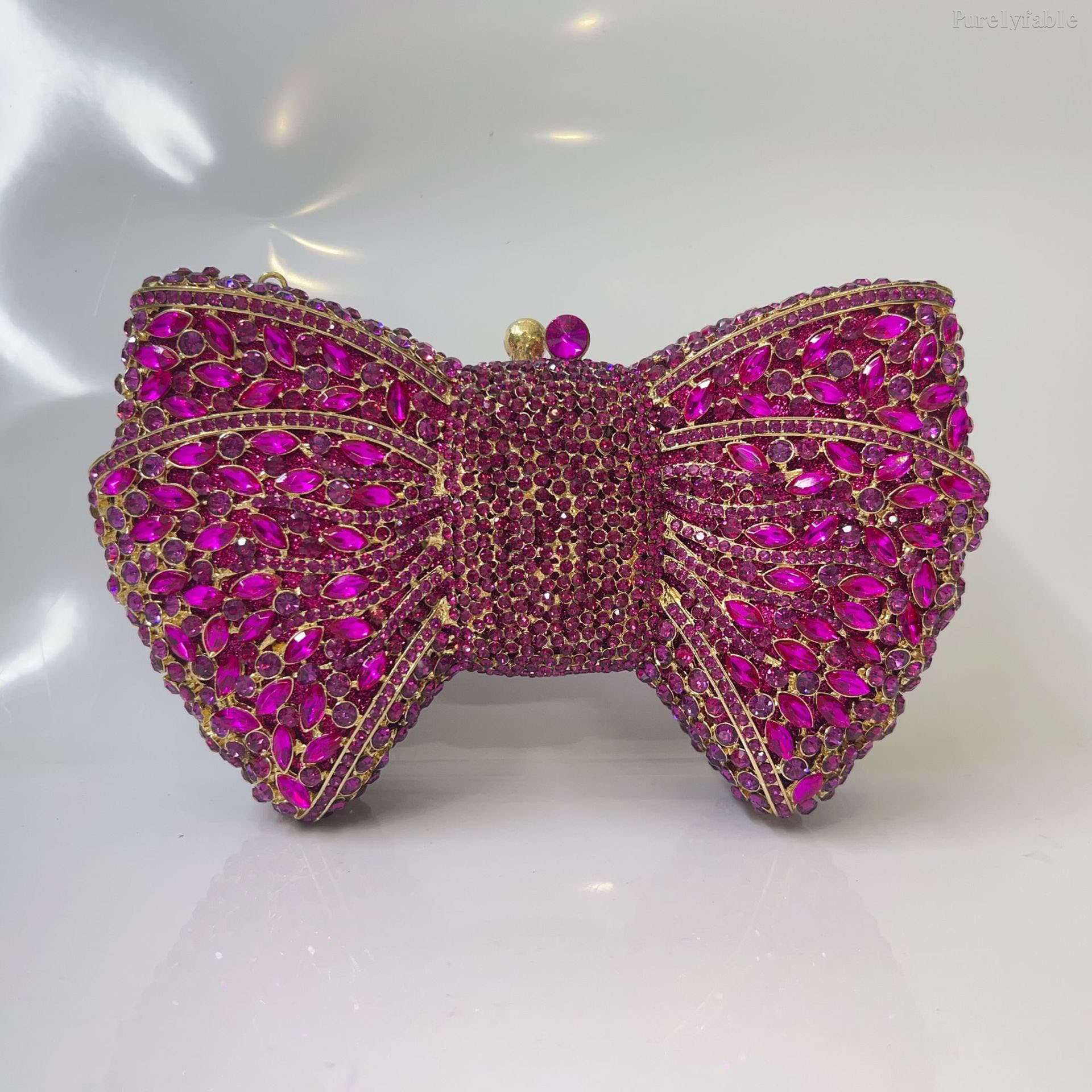 Golden Bottom and Diamond Bow Banquet Bag