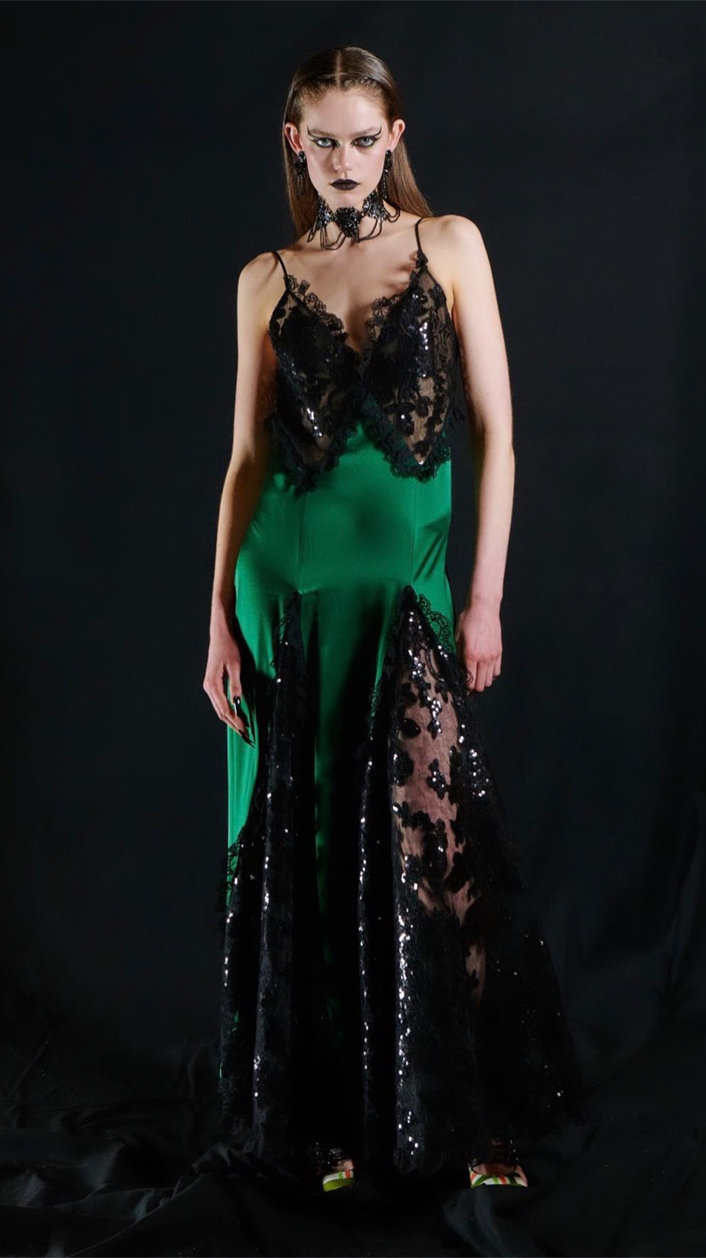 Susanna V-neck Sequin Embellished Maxi Dress-purelyfable