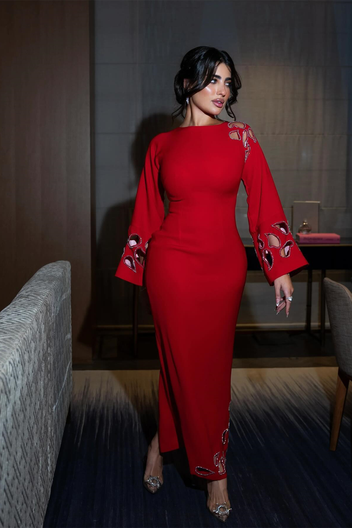 Sharon Long Sleeve Hollow Maxi Dress-purelyfable