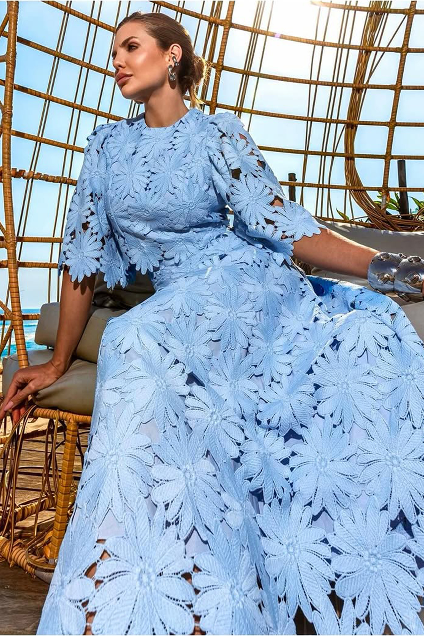 Madeline Lace Embroidered Top & Maxi Skirt Set-purelyfable