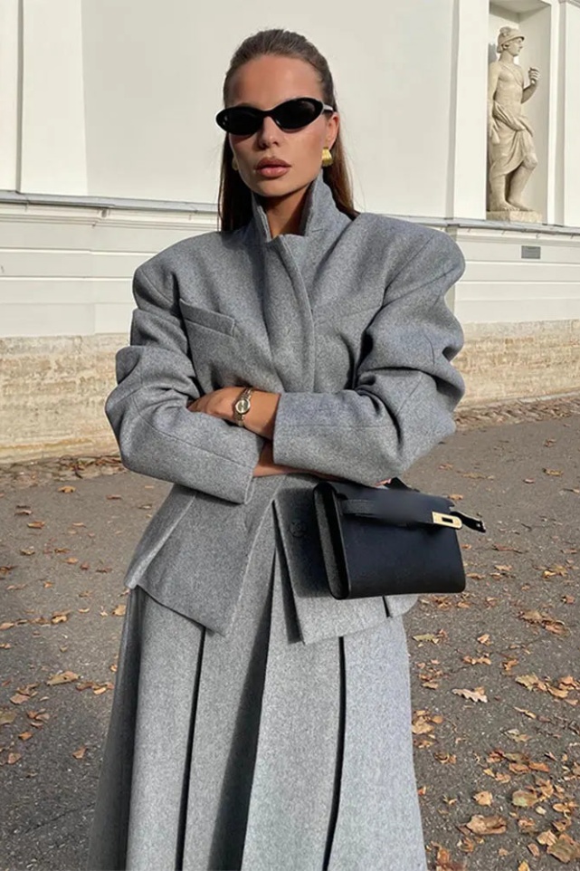 Georgia Lapel Blazer Midi Skirt Set-purelyfable