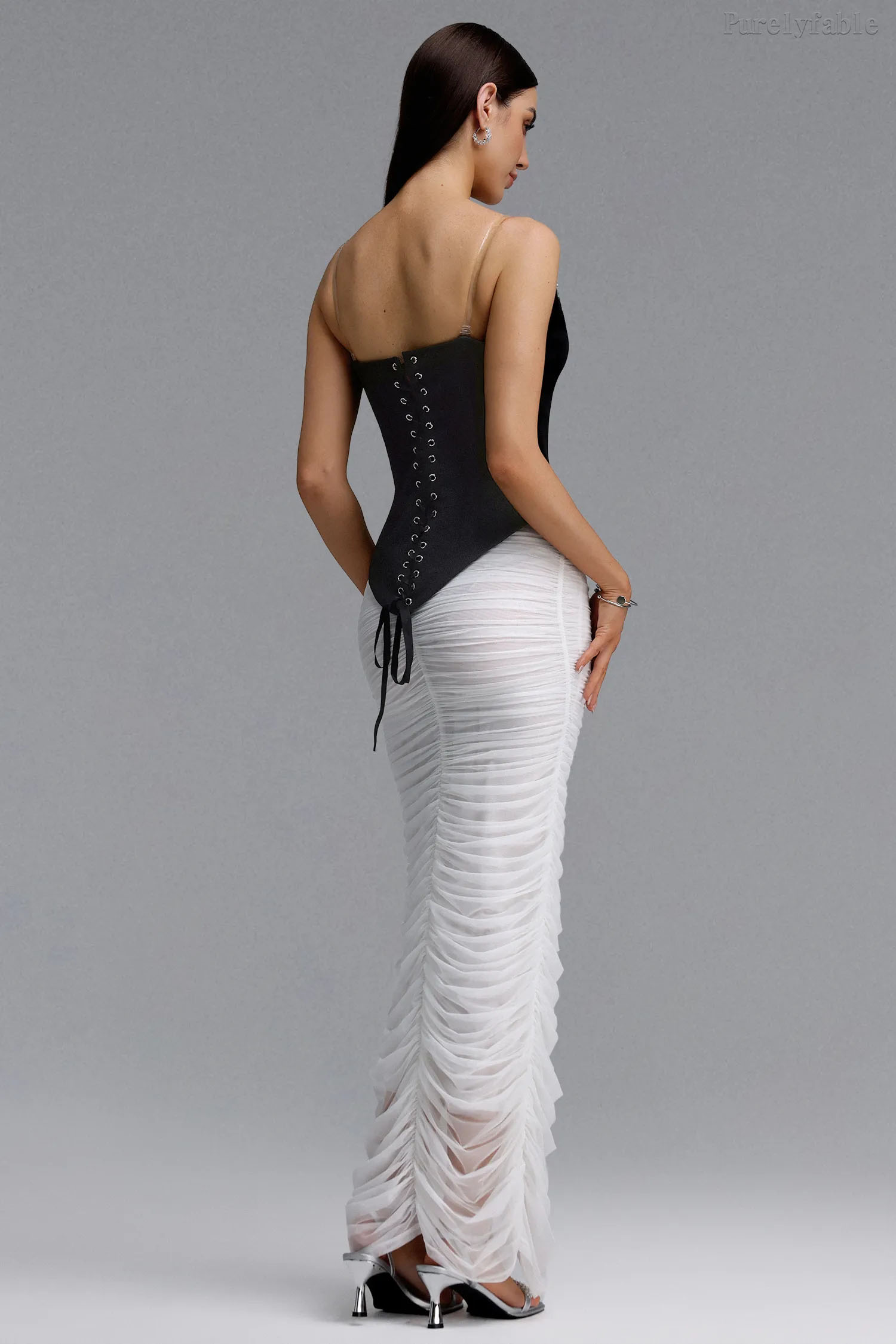 Aleah Black Strapless and Hip Hugging Skirt Set