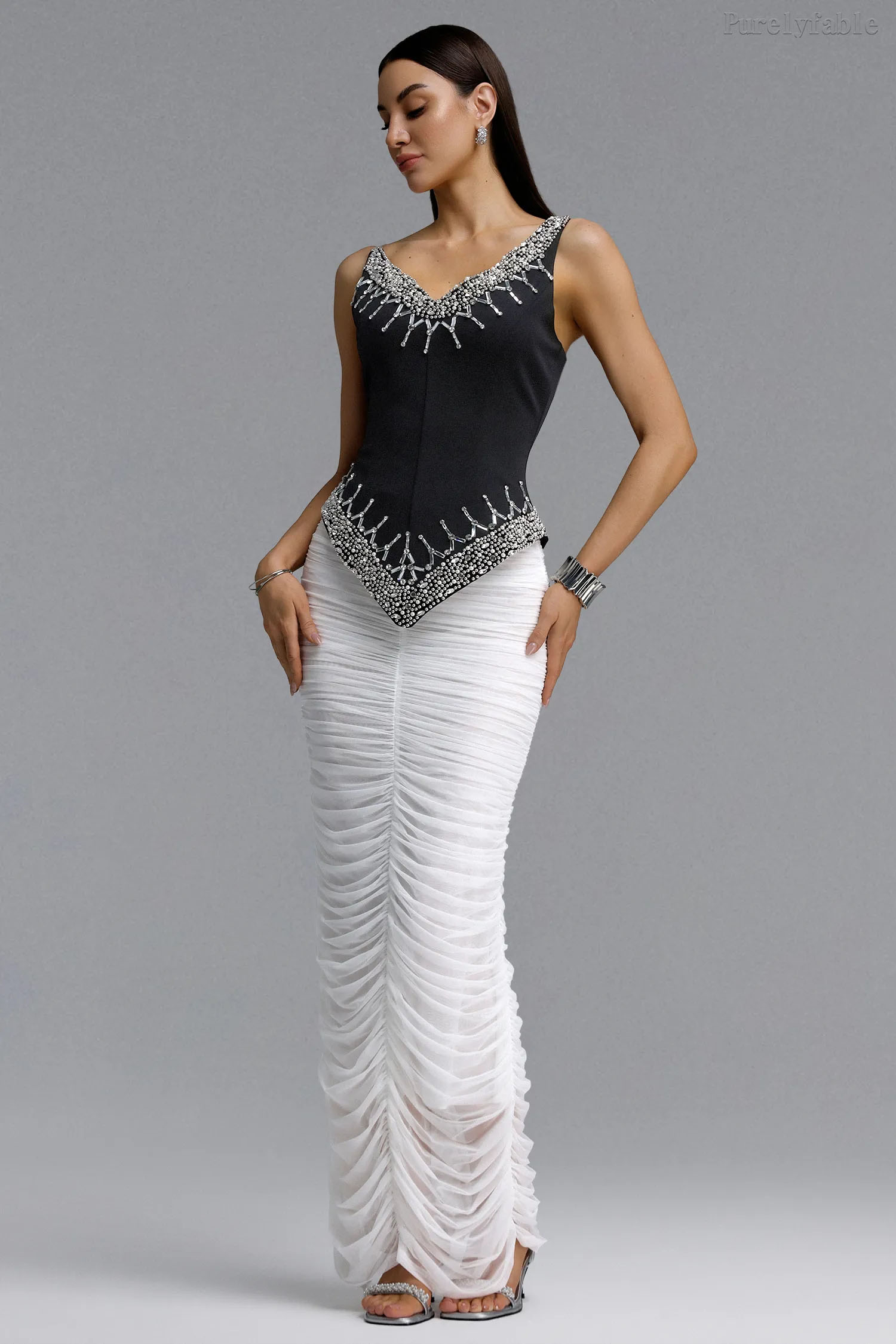 Aleah Black Strapless and Hip Hugging Skirt Set