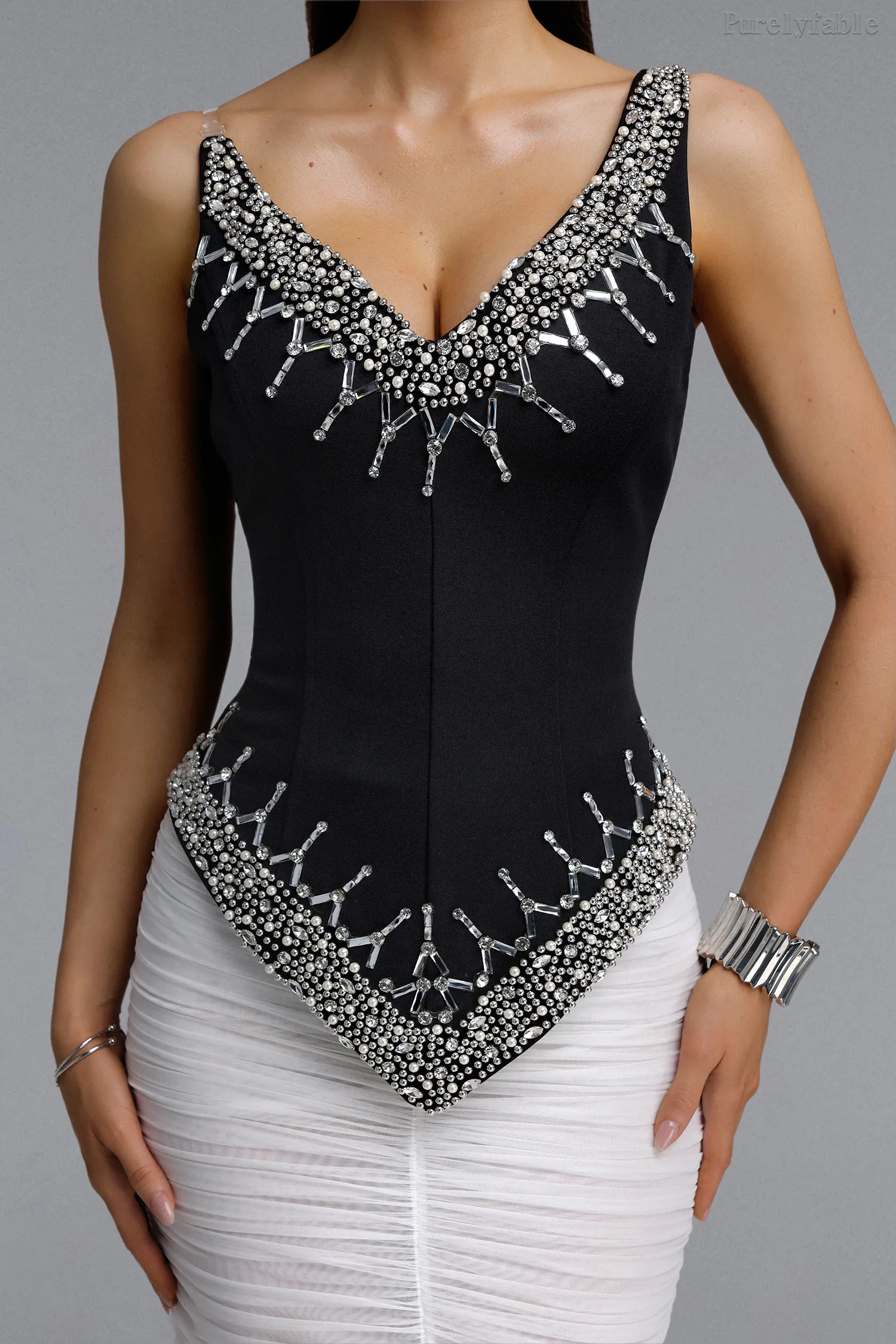 Aleah Black Strapless and Hip Hugging Skirt Set