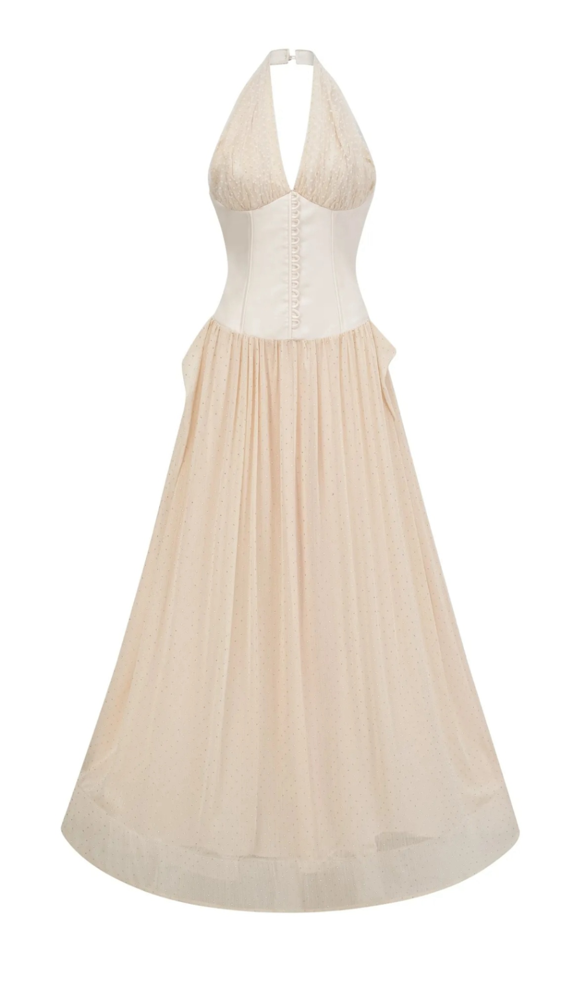 Vivien Halterneck Tulle Overlay Maxi Dress-purelyfable