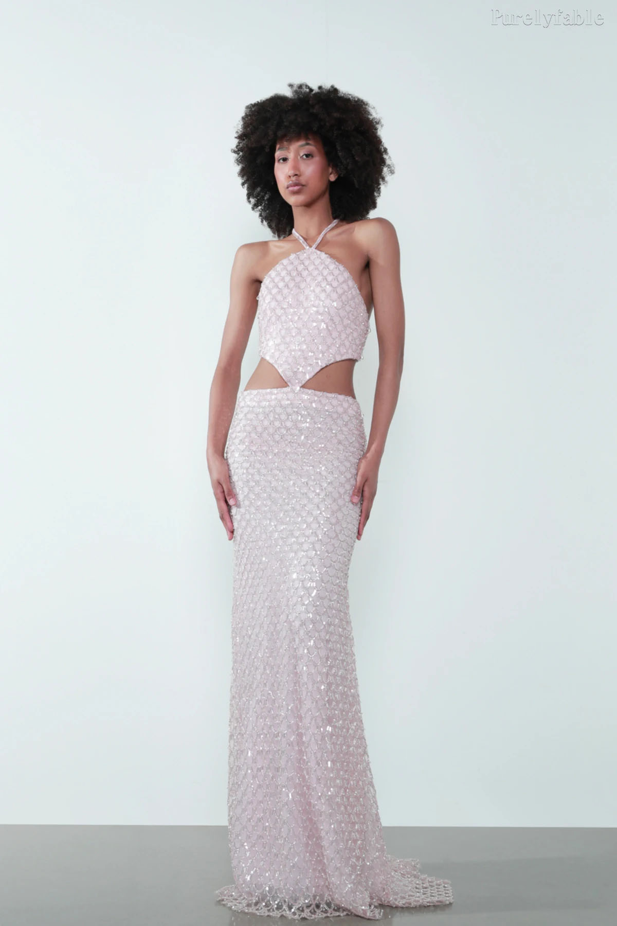 Paloma Halter-Neck Sequined Fishtail Skirt