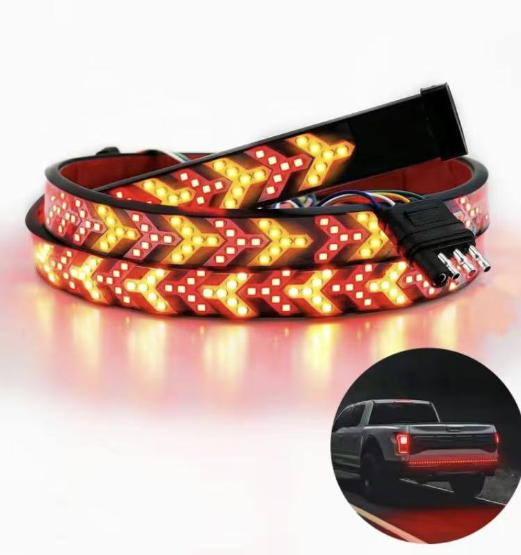 Fishbone Shaped LED Tailgate Light Bar, 60-Inch LED Tailgate Lights, Brake Running Sequential Turn Signal Strip Strobe Light Bar for Truck Pickup SUV RV Plug and Play