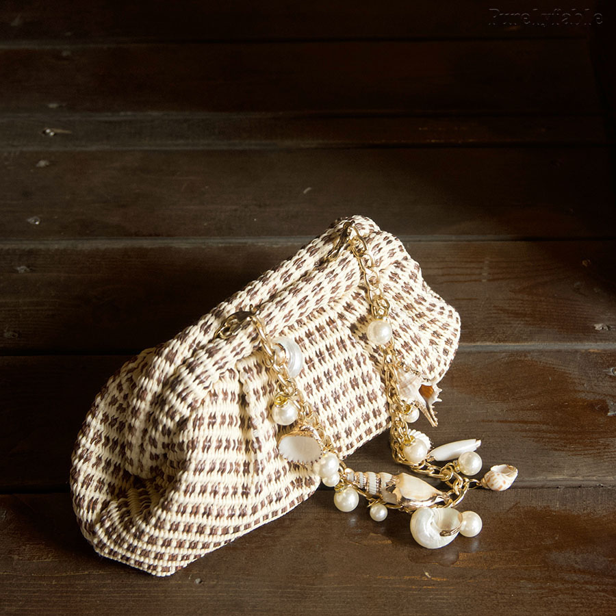 Beige Woven Cloud Bag