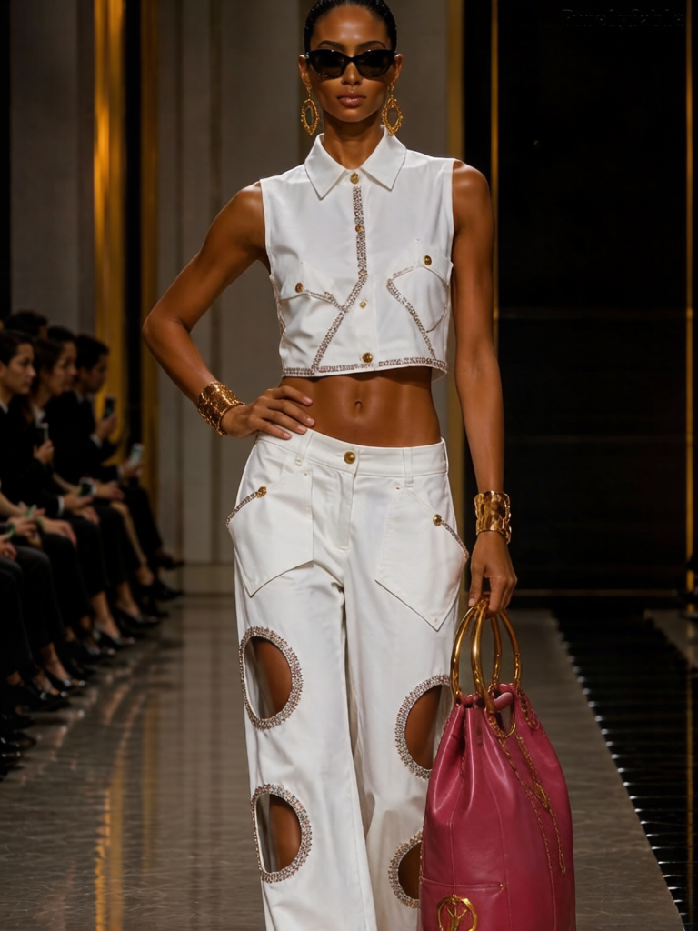 Liliana sleeveless short top and long pants set