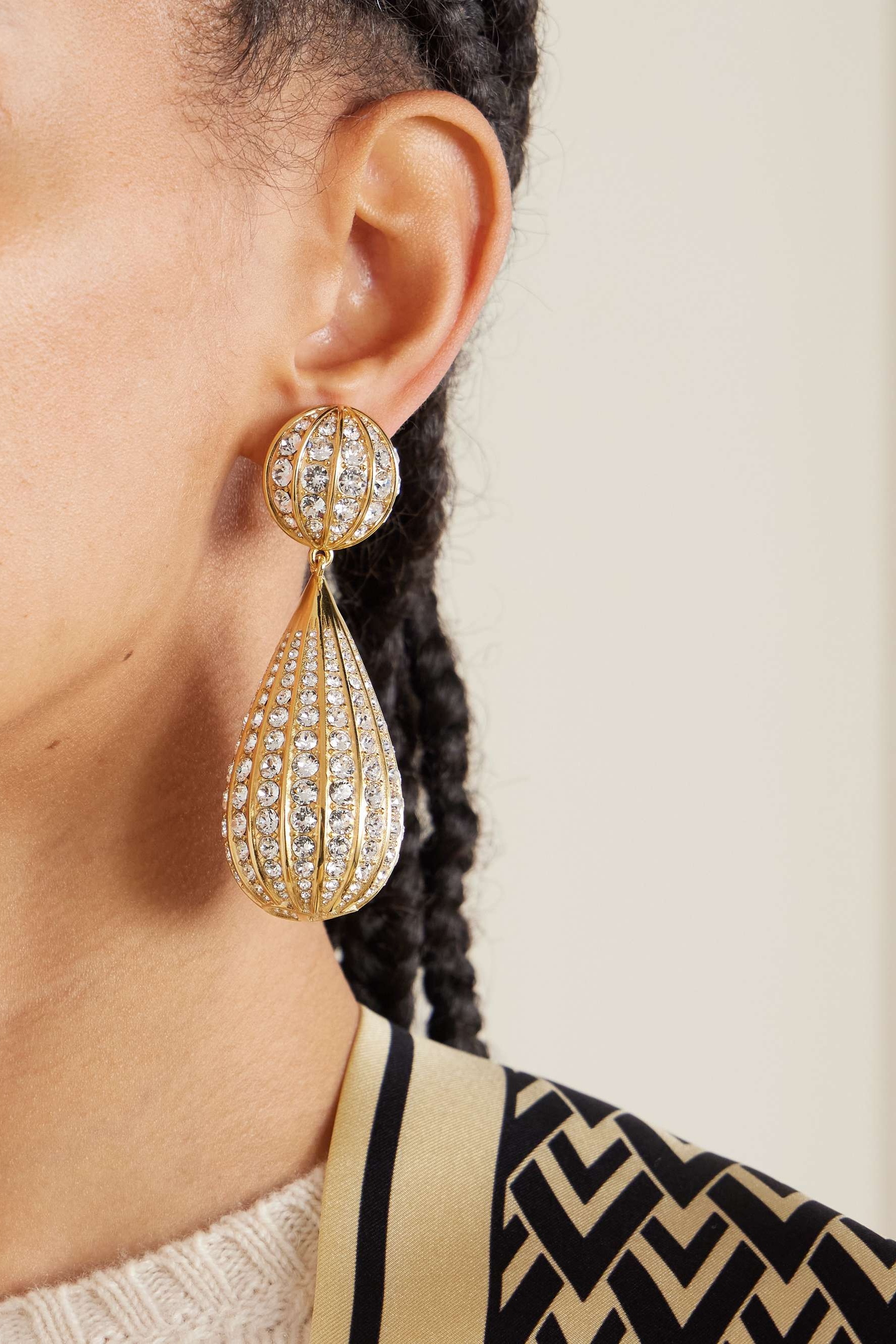 Crystal Embellished Drop Shaped Earrings-purelyfable