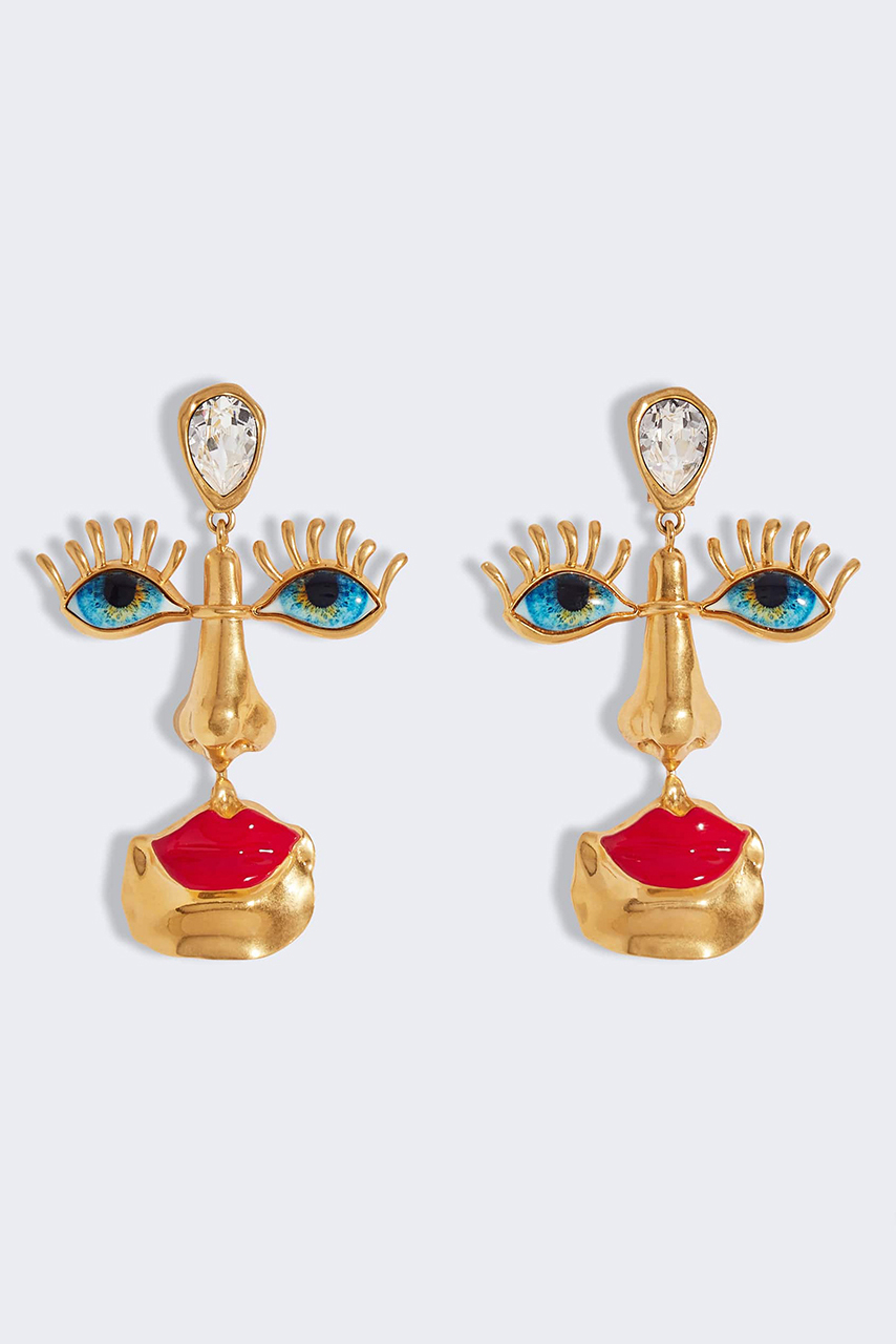 Evil Eyes Retro Face Stud Earrings-purelyfable
