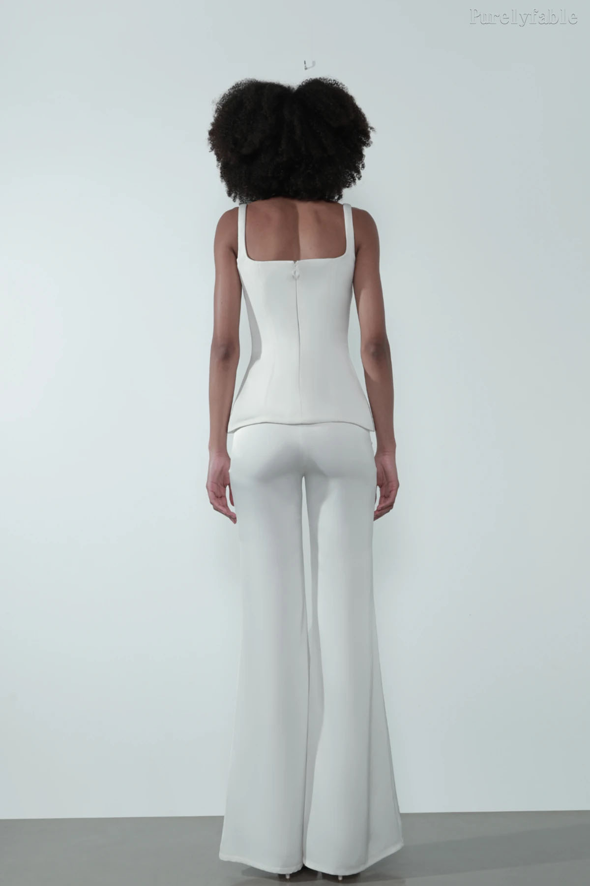 Thalia White Ruffled Wide-Leg Pants Suit