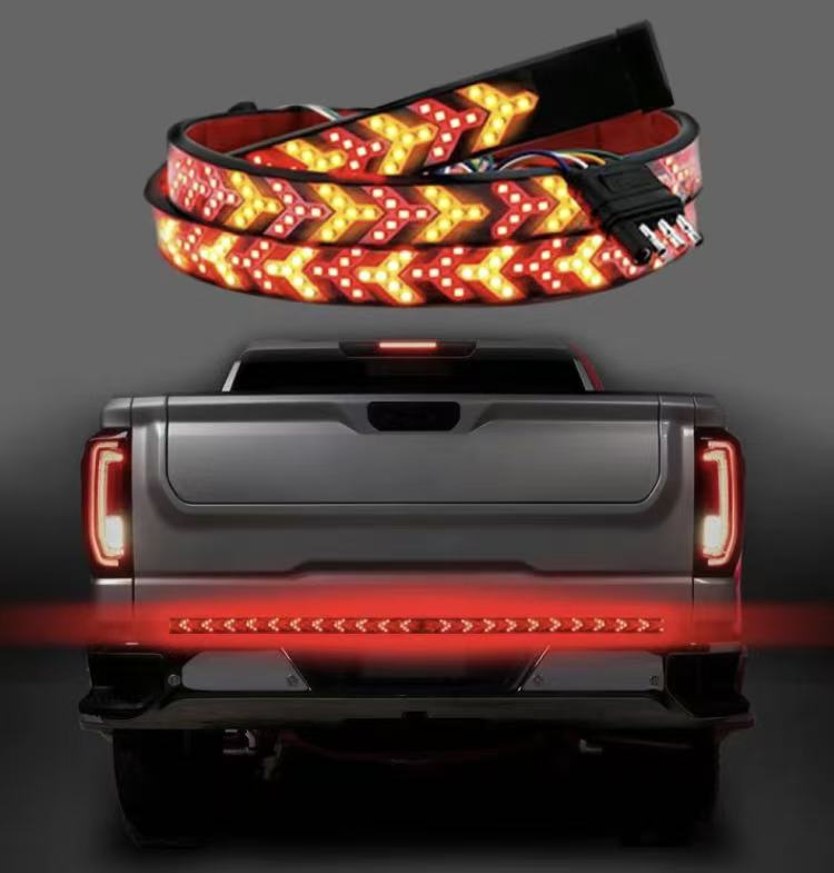 Fishbone Shaped LED Tailgate Light Bar, 60-Inch LED Tailgate Lights, Brake Running Sequential Turn Signal Strip Strobe Light Bar for Truck Pickup SUV RV Plug and Play