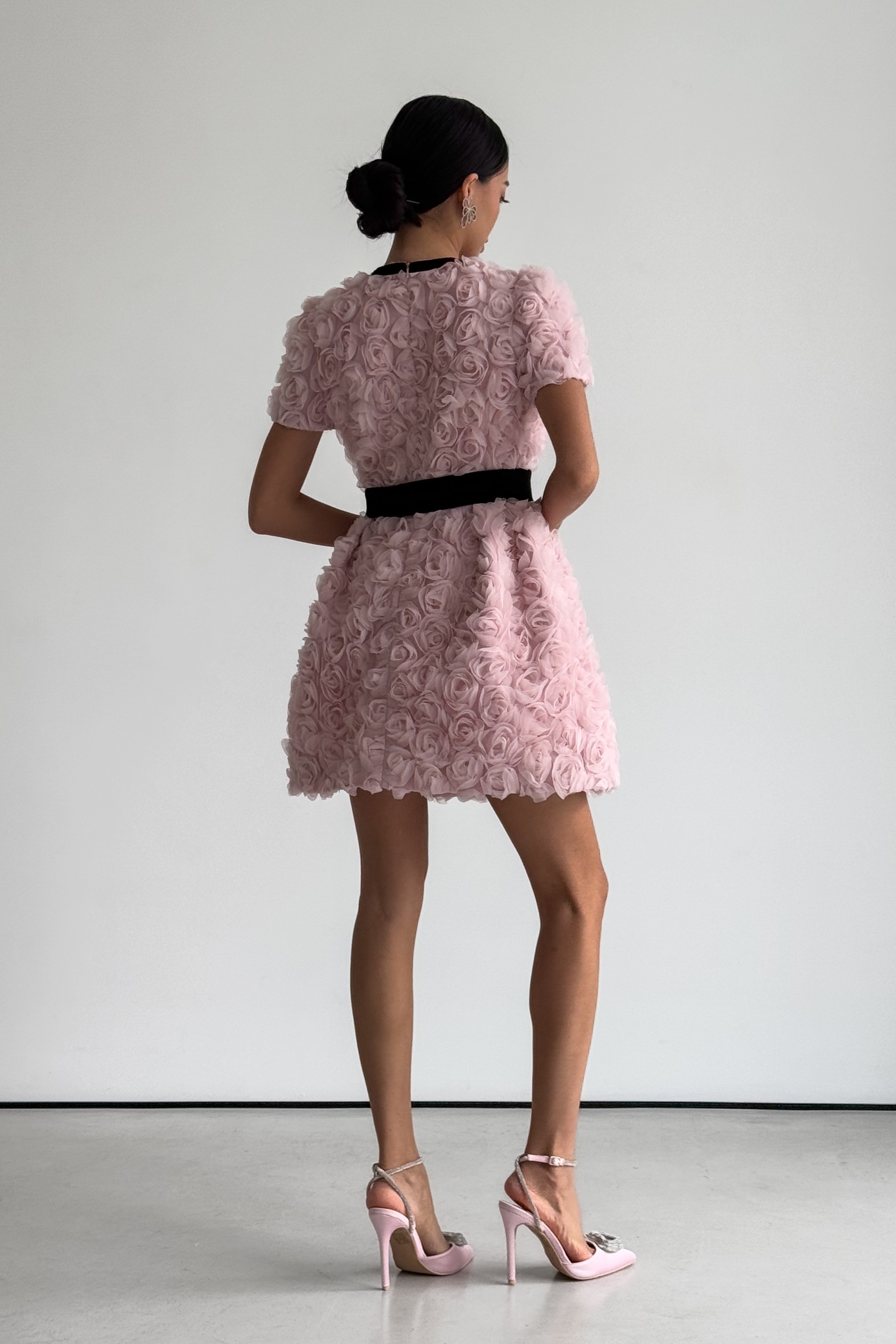 Amelia Rose Embellished V-neck Mini Dress-purelyfable