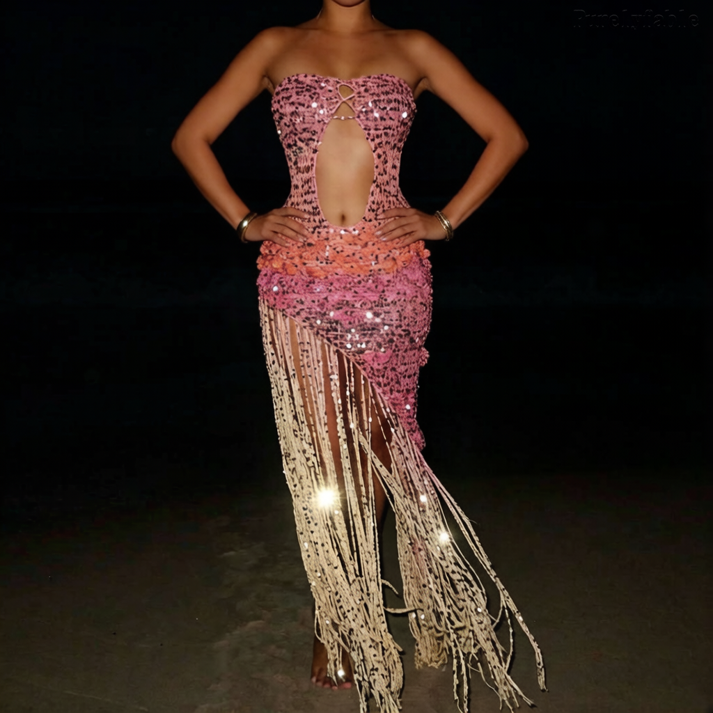 Evelynn Pink Strapless Open-Back Beach Dress