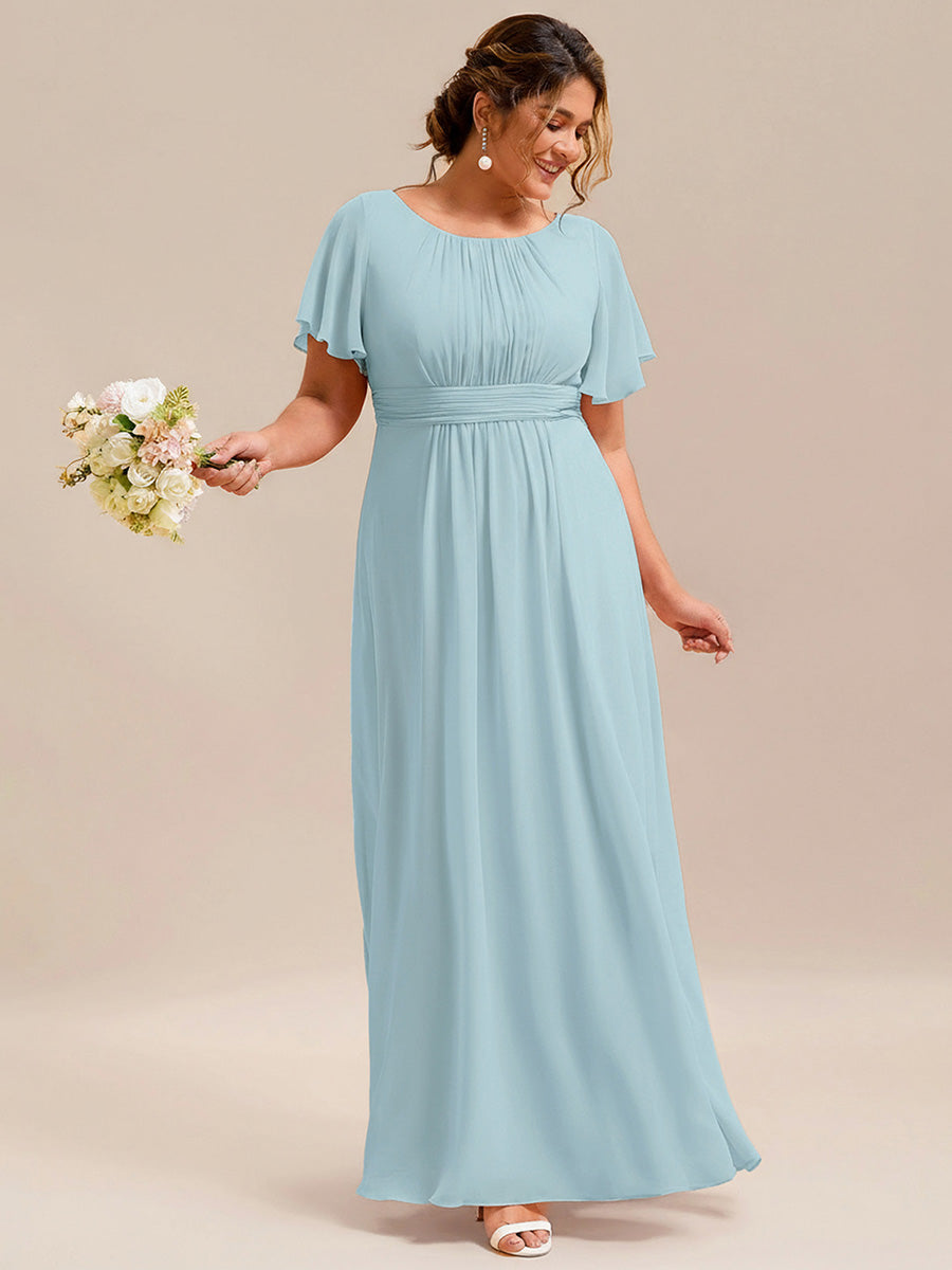 Plus Size Printed Chiffon Pleated Maxi Wedding Guest Dress