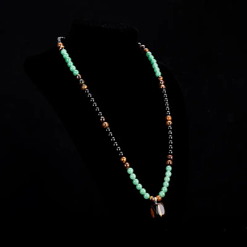 ✨ Money Attraction Necklace With GreenAventurine & Tiger Eye Pendant Healing Crystal Stone