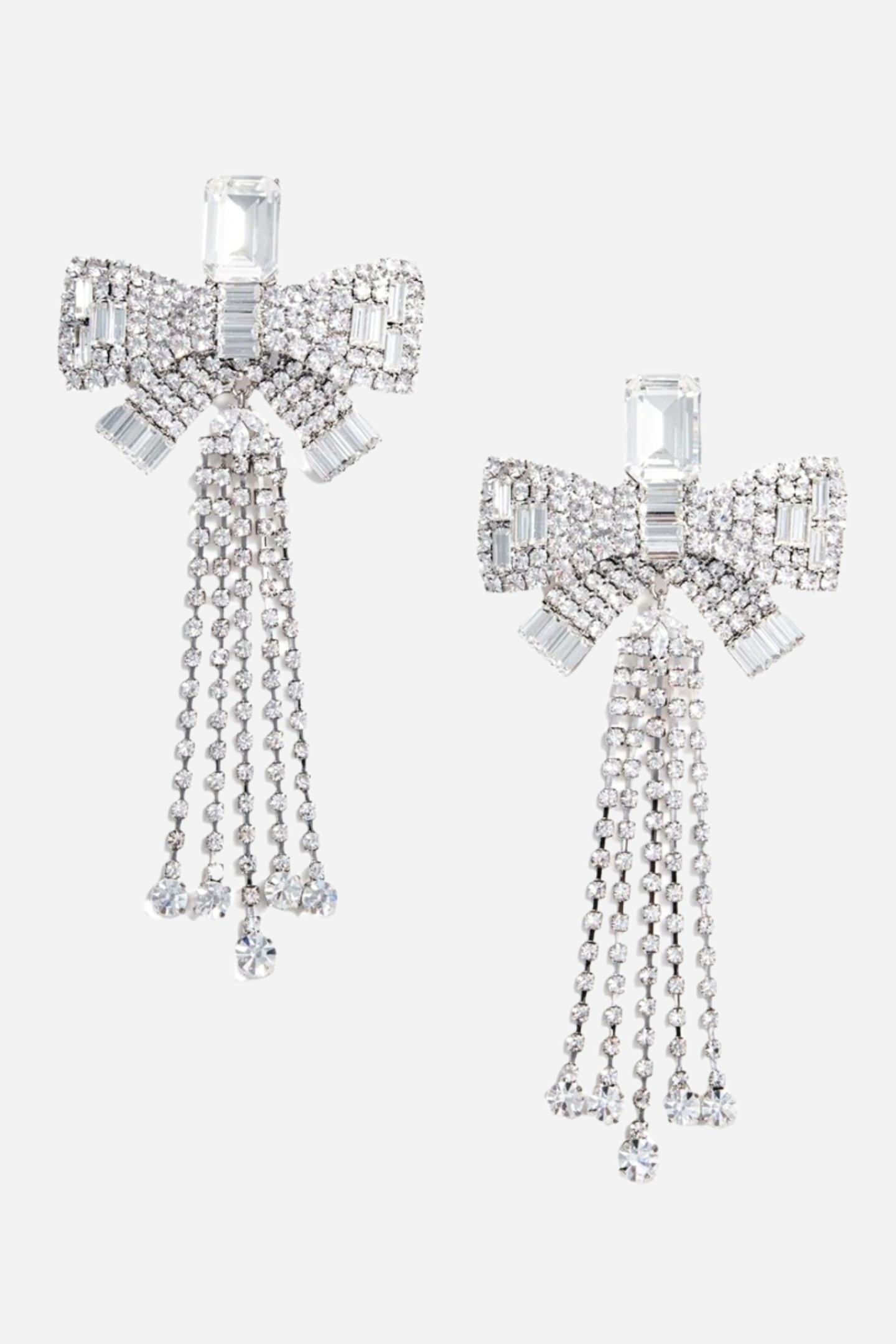 Daphne Diamond Bow Tassel Earrings-purelyfable