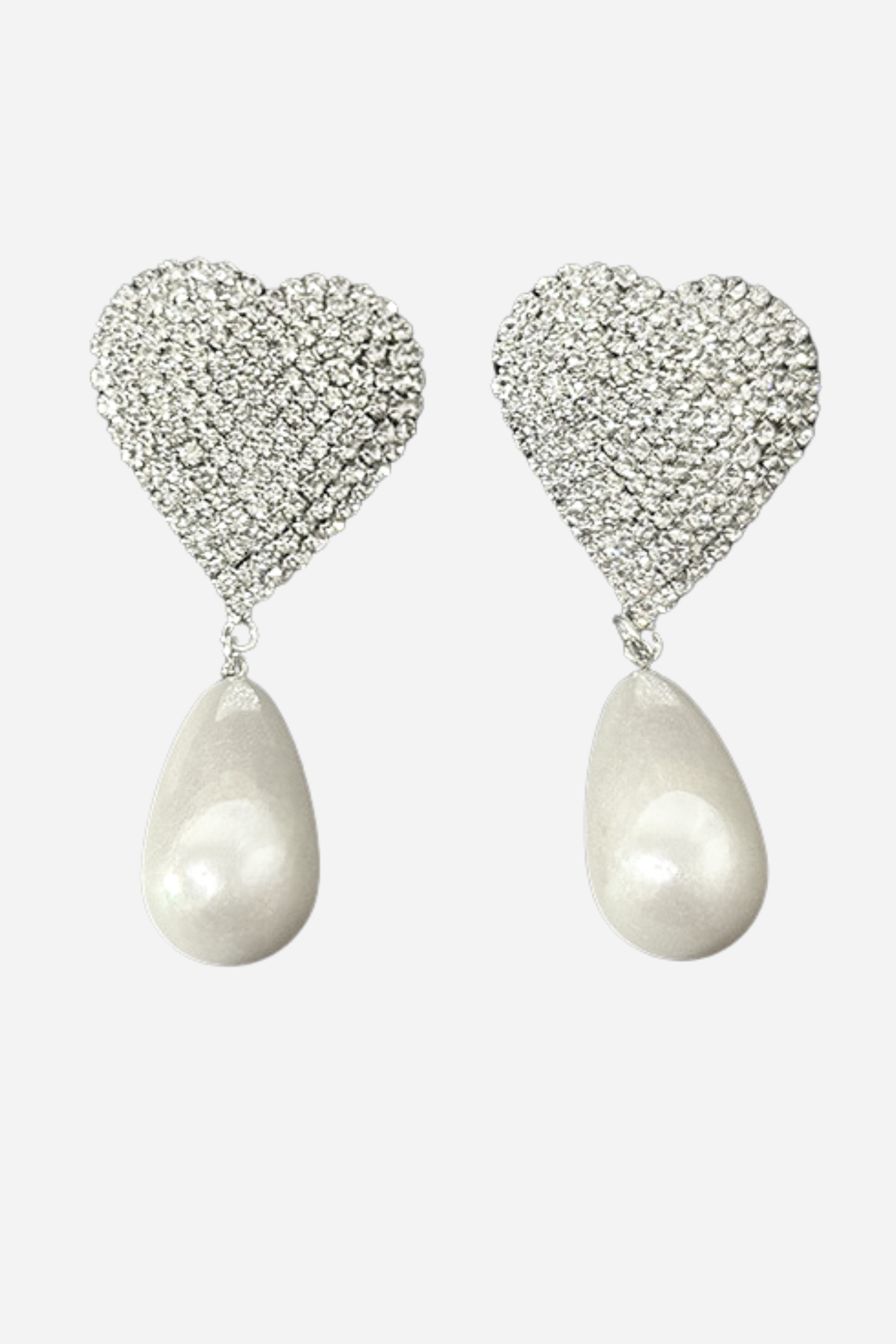 Hilda Heart Diamond Pearl Earrings-purelyfable