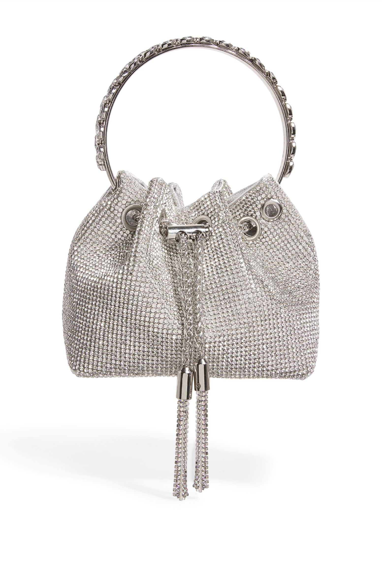 Crystal Embellished Bucket Bag-purelyfable