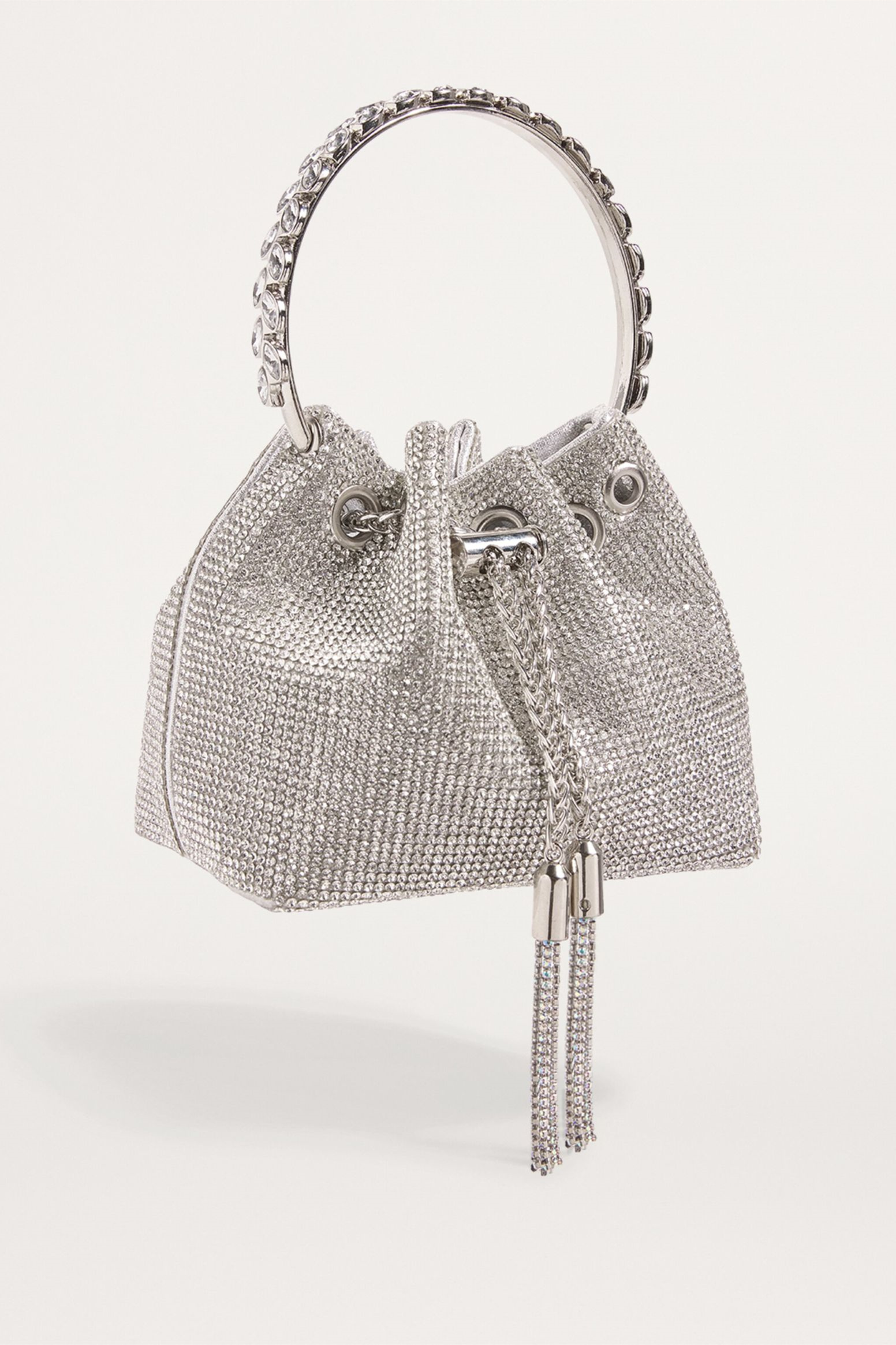 Crystal Embellished Bucket Bag-purelyfable