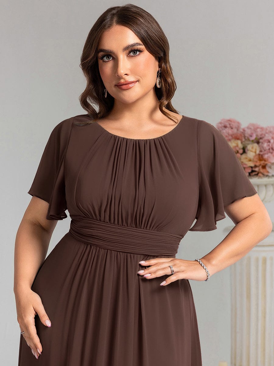 Plus Size Printed Chiffon Pleated Maxi Wedding Guest Dress