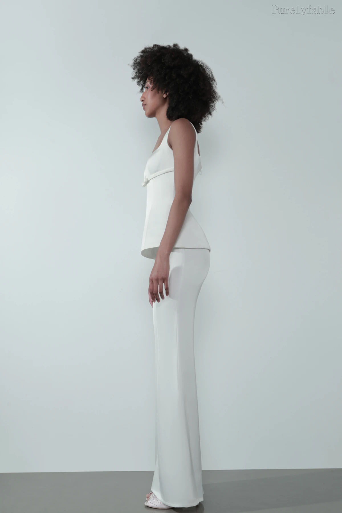 Thalia White Ruffled Wide-Leg Pants Suit