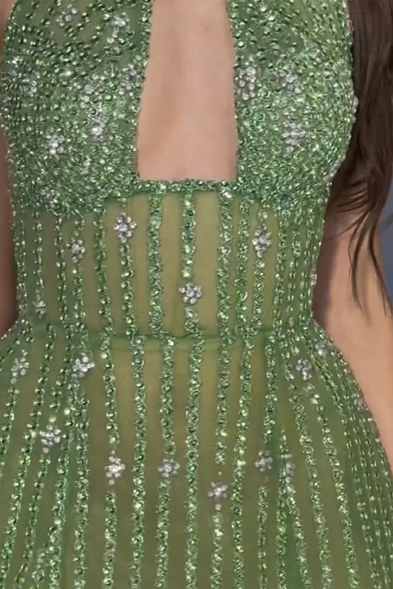 Rosalyn Green Halter Neck A-line Dress