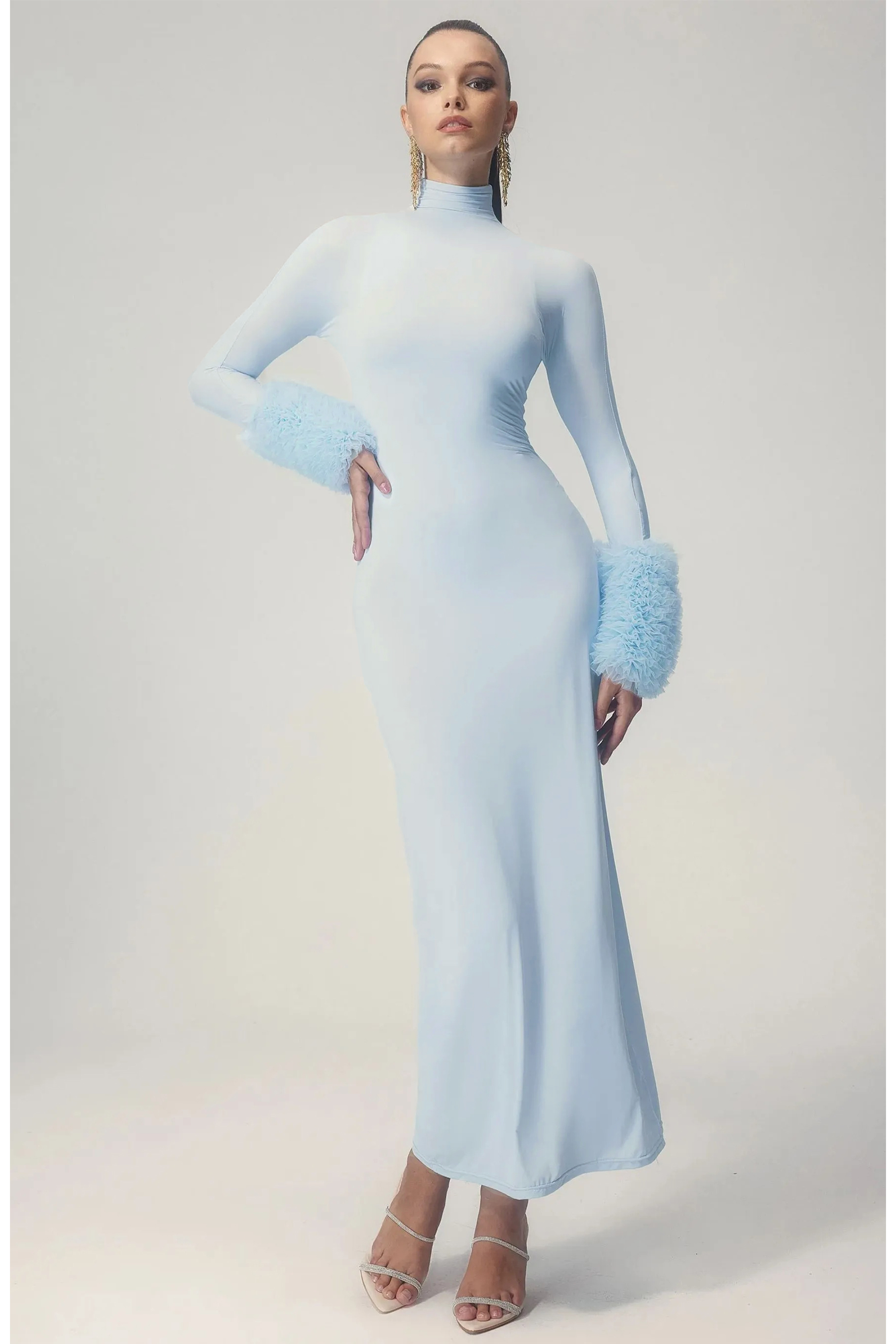 Elvira Long Sleeves Turtleneck Maxi Dress-purelyfable