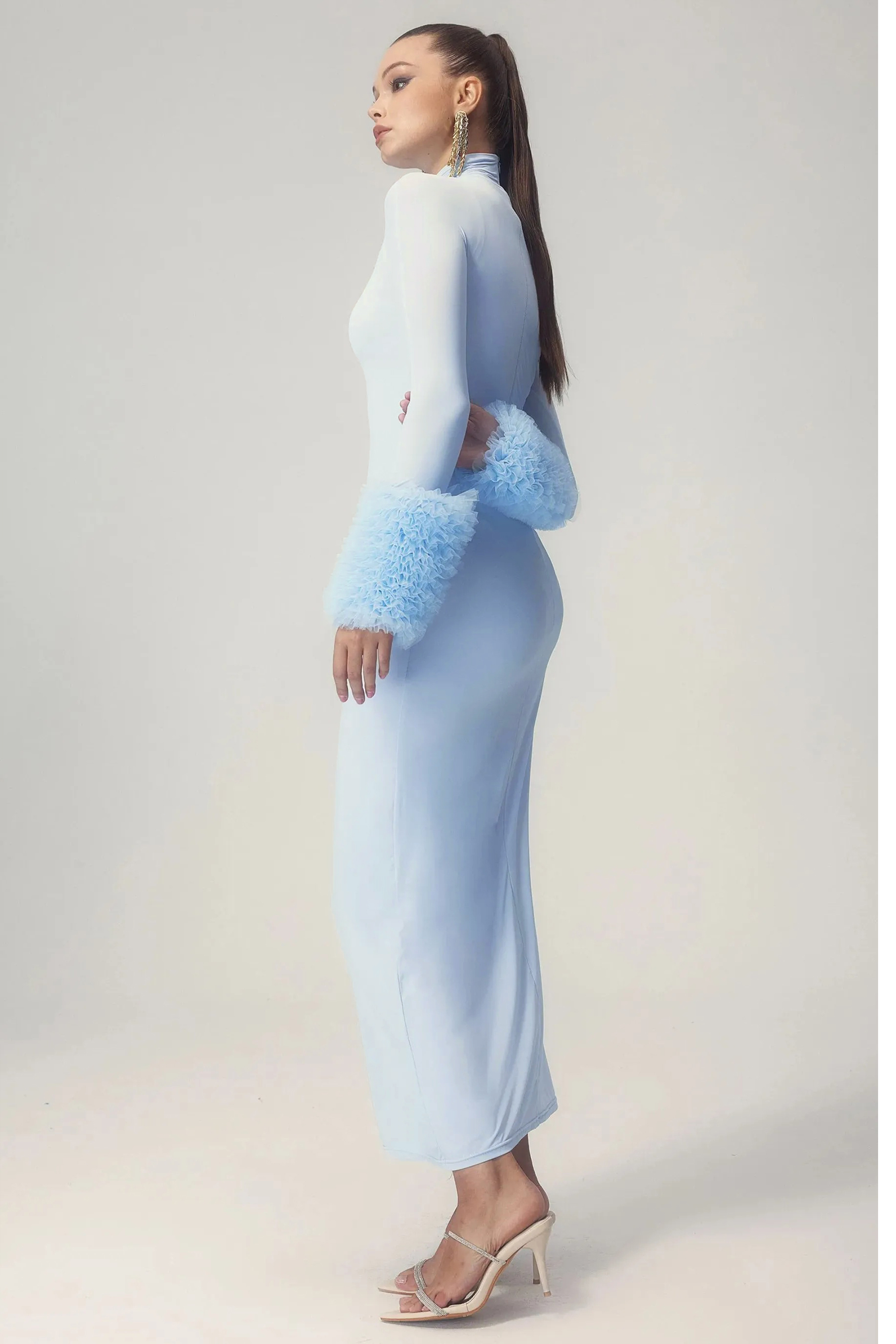 Elvira Long Sleeves Turtleneck Maxi Dress-purelyfable