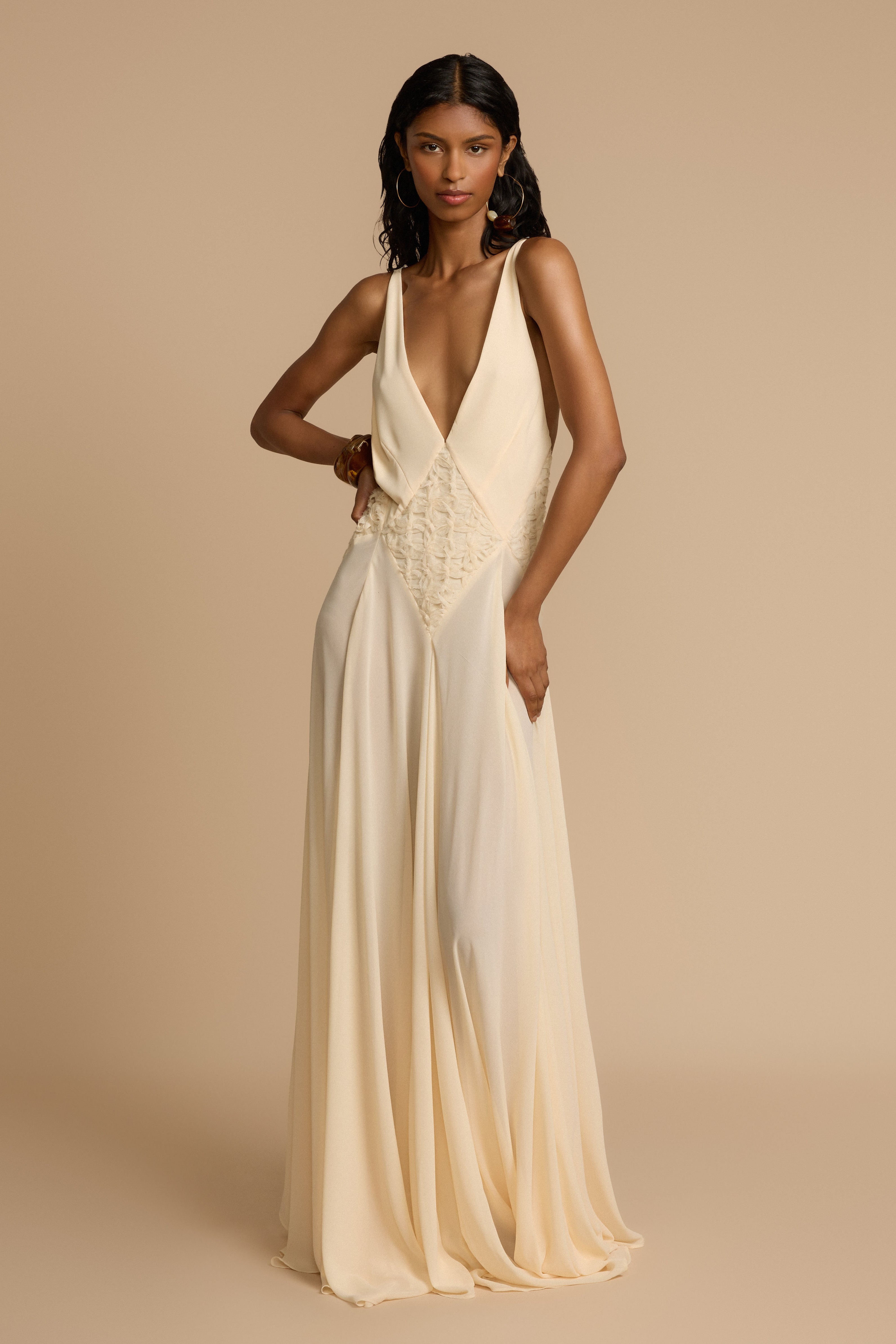 Cecilia Plunge Neck Chiffon Maxi Dress-purelyfable