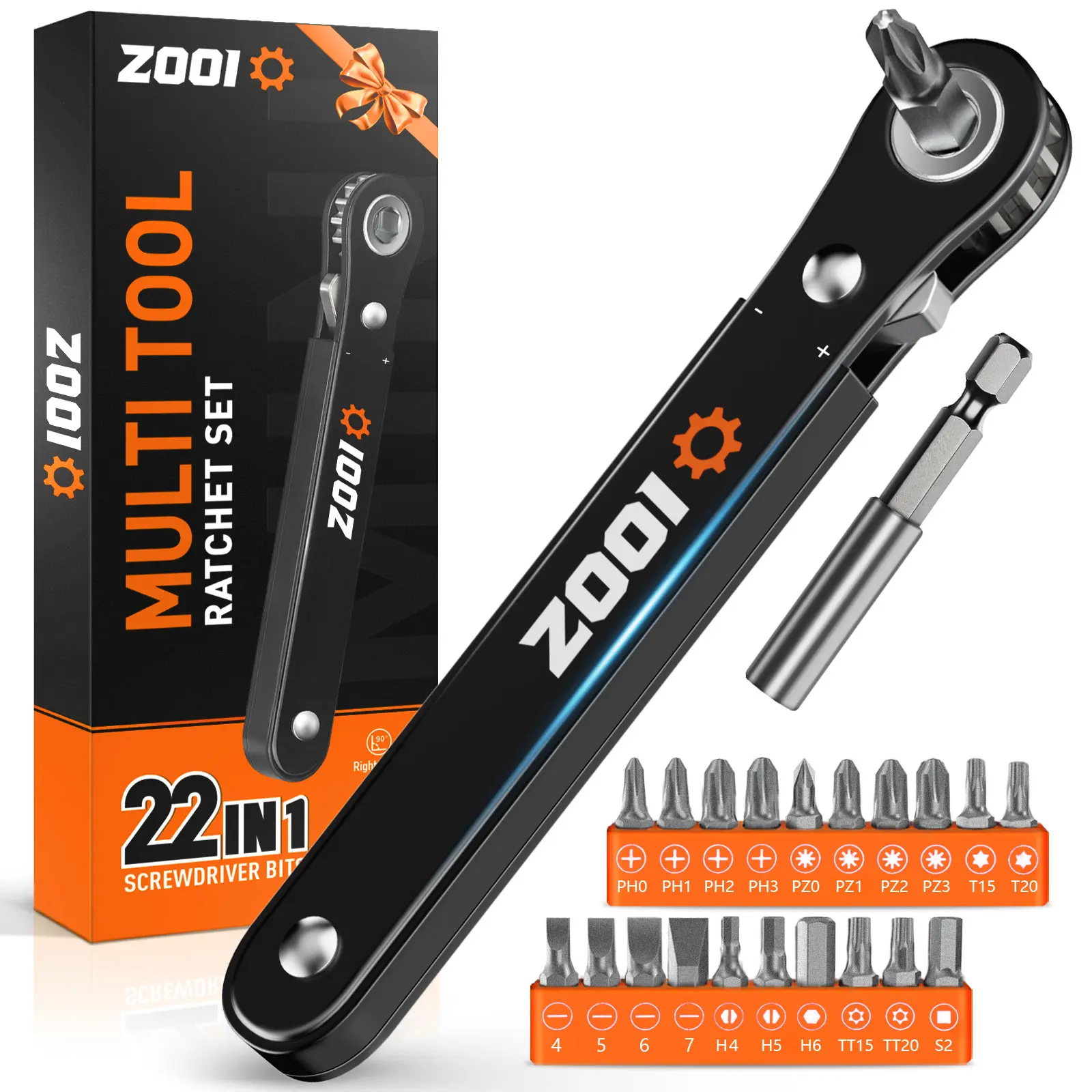 Gifts for Men 22 in 1 Multifunction Screwdriver, 90 Degree Right Ratchet Screwdriver Set, Ratcheting Pocket Screwdriver Gifts for Men, Household Repair Tool Kit for Furniture, Father's Day& Birthday Gifts for Men Dad