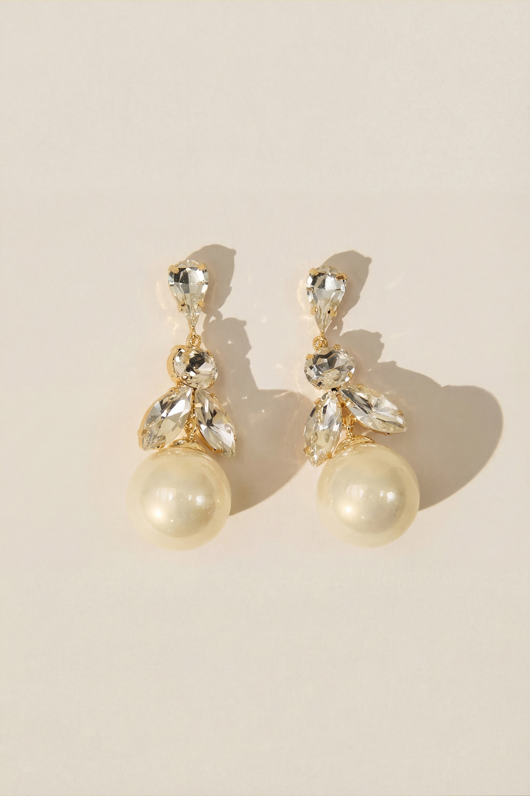 Pearl Embellished Crystal Drop Earrings-purelyfable