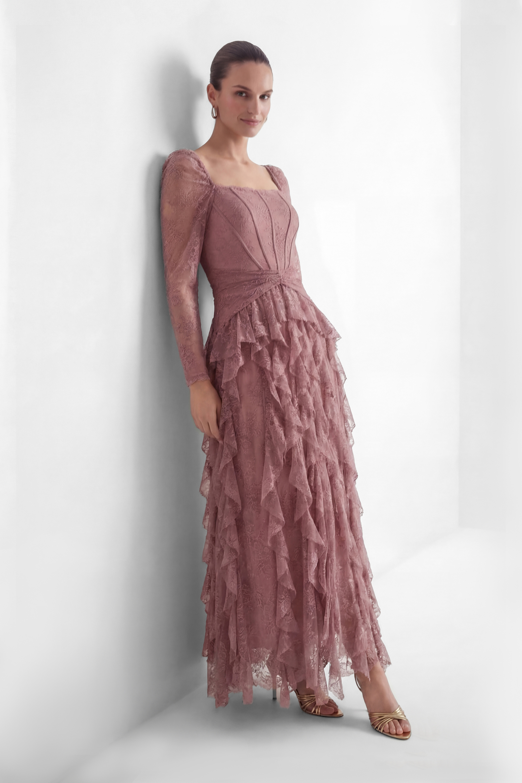 Viva La Vibes Pink Corset Bodice Ruffled Maxi Dress-purelyfable